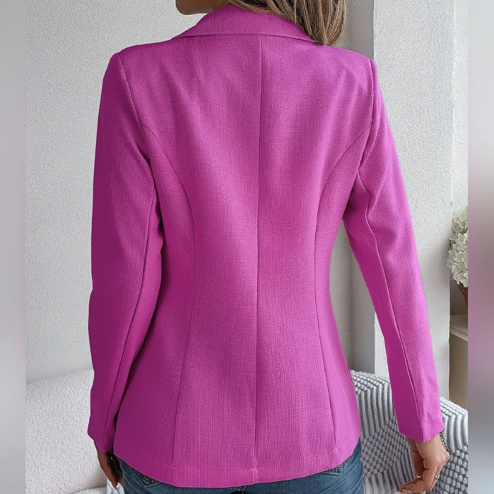 Stylish Pink Lapel Collar Blazer - Picture 3 of 8